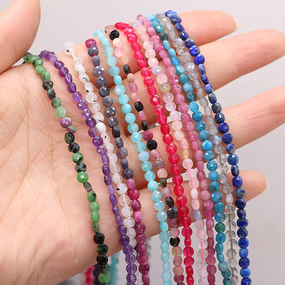 Натуральный Камень Бисер монета сжатая Турмалин оливин Гранат Граненые Бусины