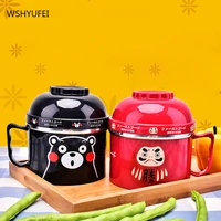 cartoon stainless steel instant noodle bowl with lid exquisite lunch box student independent tableware instant noodle rice bowl