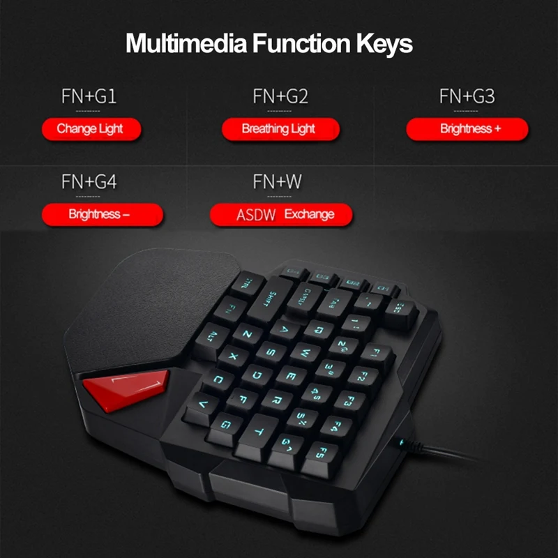 38-Key профессиональные Одноручные Usb Проводные игровые клавиатуры с подсветкой