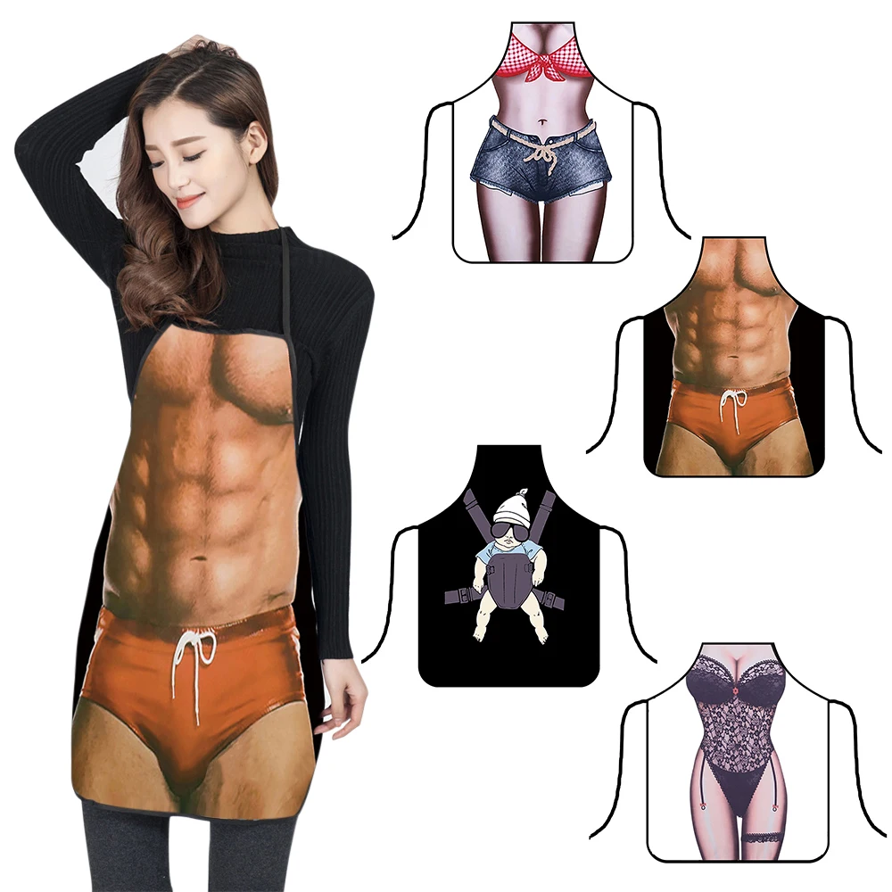 Регулируемый Забавный фартук для приготовления пищи сексуальные вечерние