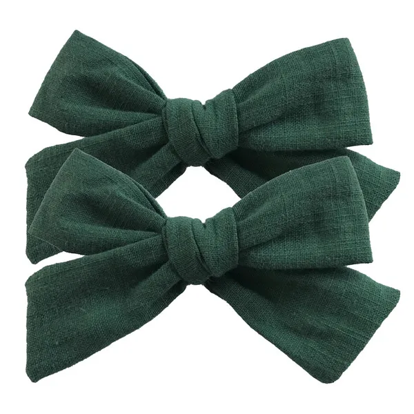 Solid color-589 BEILARRY, 2 шт., 4-дюймовые зажимы из хлопчатобумажной ткани с бантиком для маленьких девочек, заколки для волос с бантиком, заколки, заколки для волос, головные уборы, аксессуары для волос - Цвет: Solid color-589