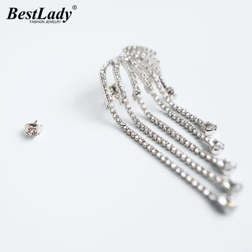 Женские серьги с бахромой Best Lady каффы блестящими кристаллами в стиле бохо