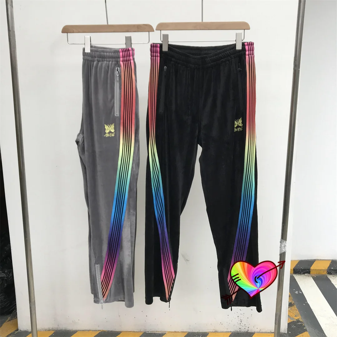 Брюки мужские/женские с вышивкой спортивные бархатные штаны боковой полосой