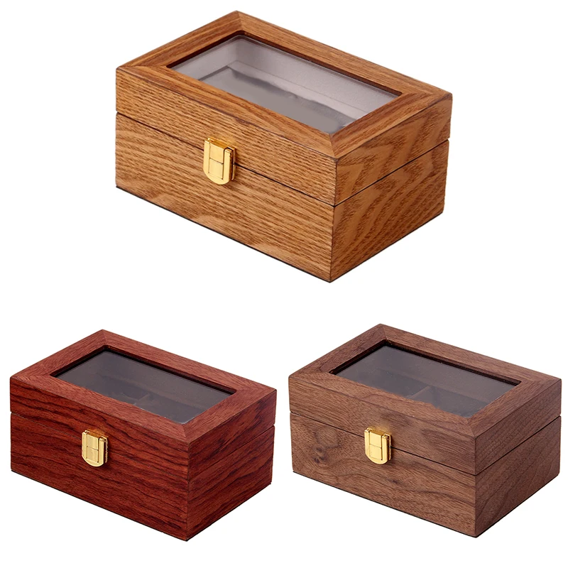 

3 Slots Wooden Watch Display Case, Glass Topped Wooden Watch Display Case Watch Jewelry Organizer