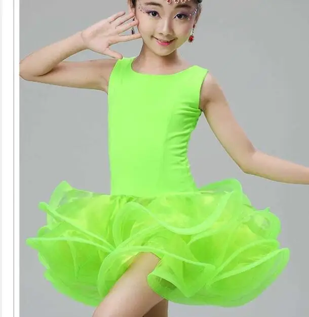 

1pcs/lot children organza Salsa Tango latin Dancing girl Latin Dance Ballroom dancing dress