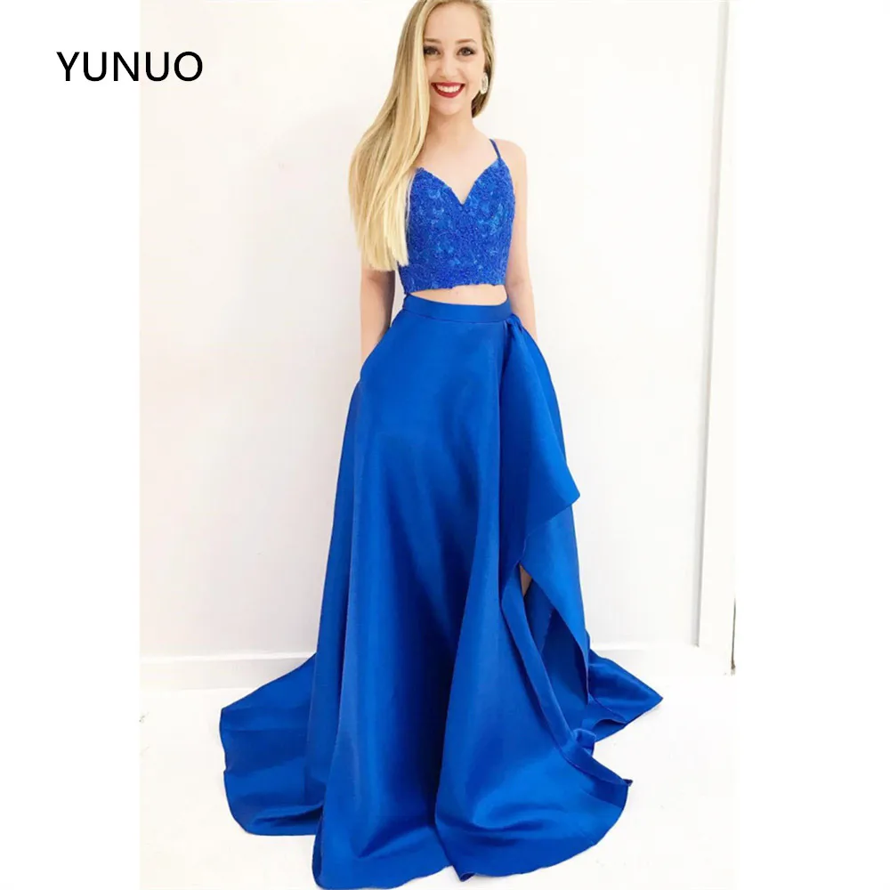 YUNUO/Вечерние платья из двух предметов с Боковым Разрезом вечерние для выпускного
