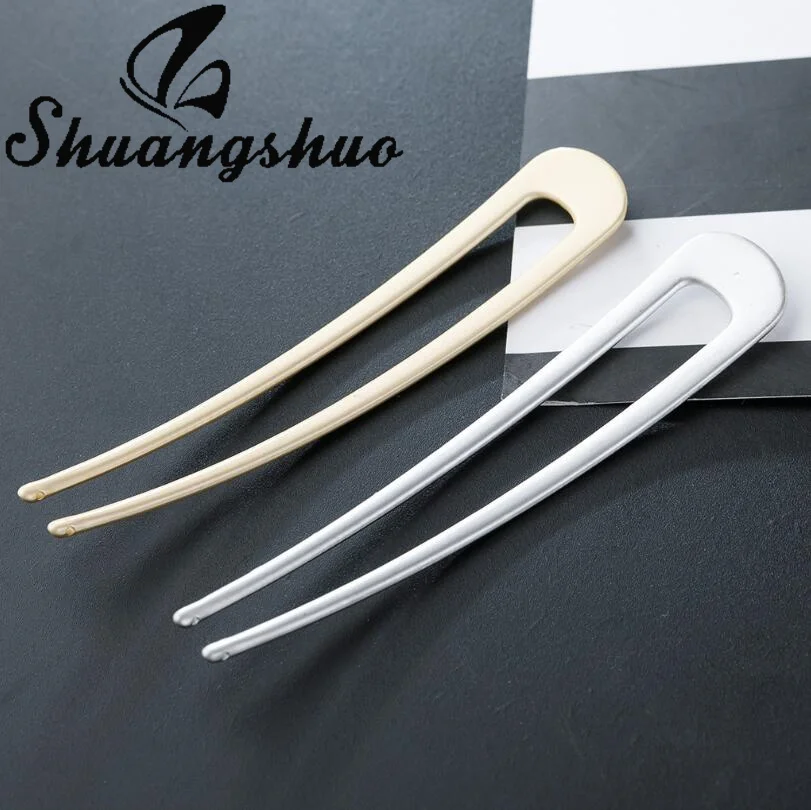 

Shuangshuo Geometric Metal U-Shape Hair Fork Pin Hairpin for Women Girls Slide Bun Holder Stick Barette Long Hair Accessories