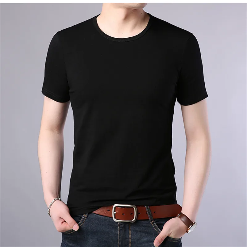 

1090- men's short-sleeved shirt white long shirt men's cotton jacket t-shirt trend summer half sleeve
