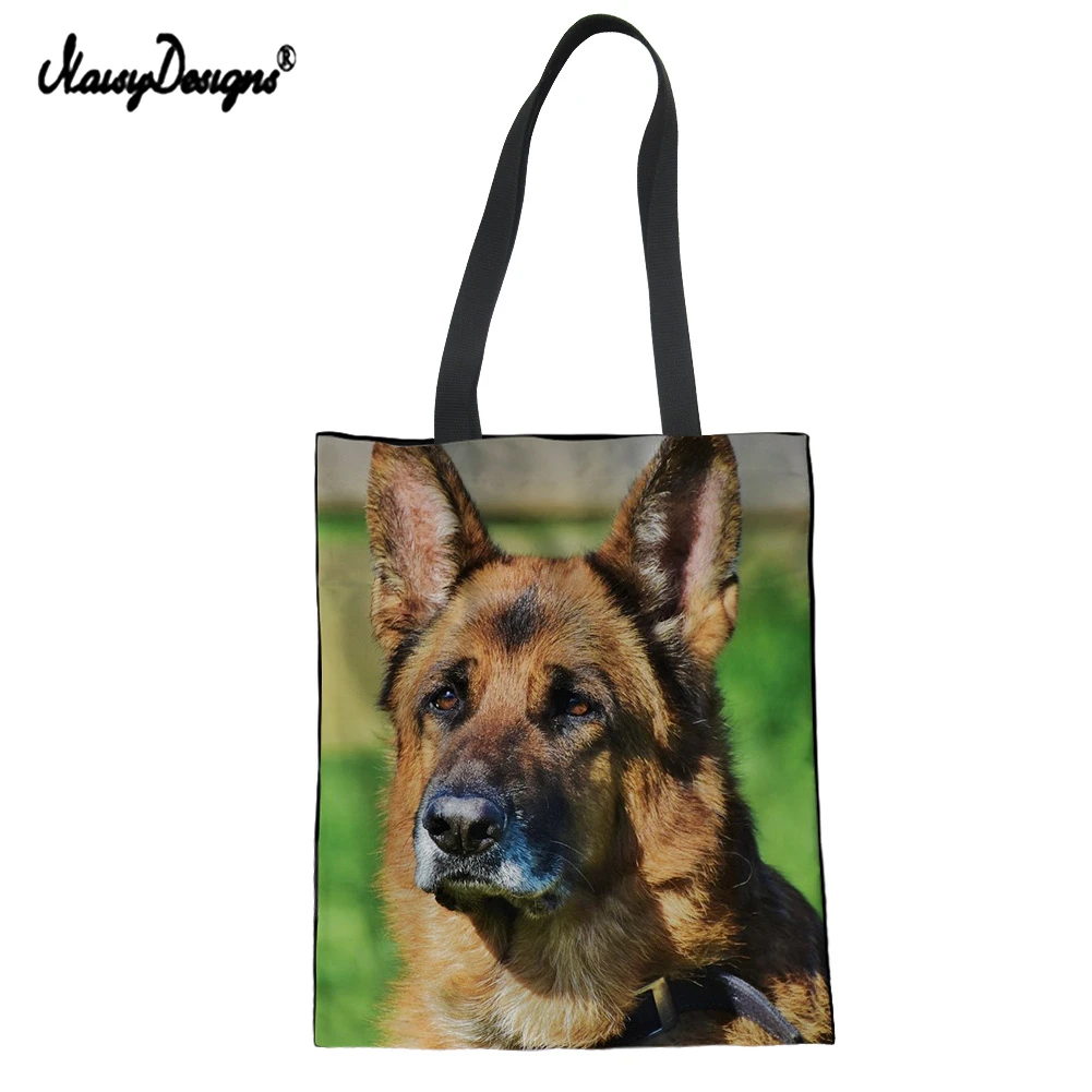 

NOISYDESIGNS 2021 Women Luxury Tote Bags 3D Animal German Shepherd Dog Women's Recycle Canvas Shopper Bags Beach Crossbody Bags