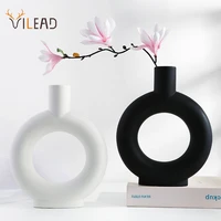 vilead nordic ceramic flower vase figurine for interior modern decorative vegetarian plant pot home living room decor craft gift