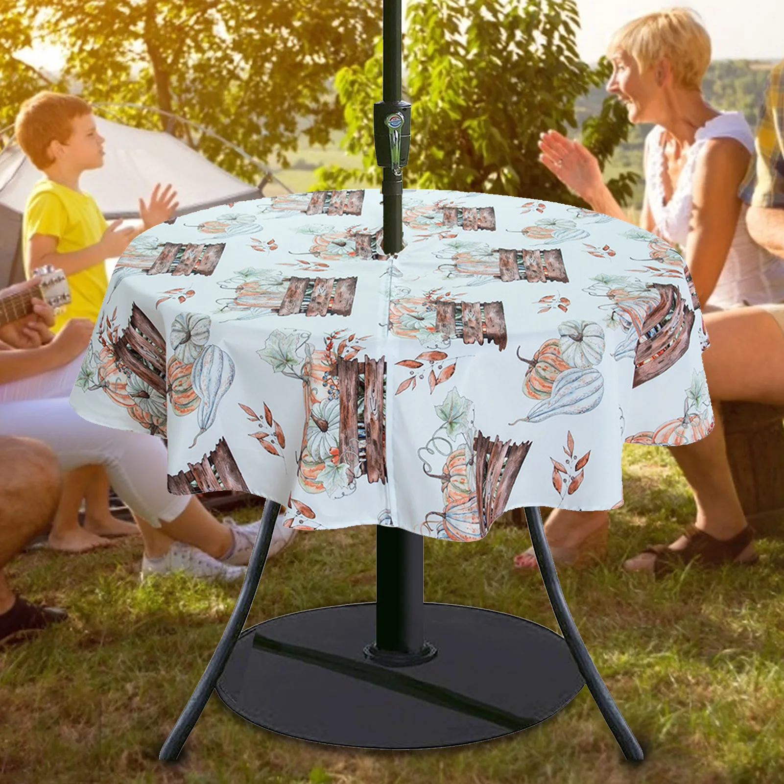 Outdoor Tablecloth With Umbrella Hole Round Waterproof TableCover Overlays Wedding Decoration Banquet Dining Table Cover Cloth | Дом и сад