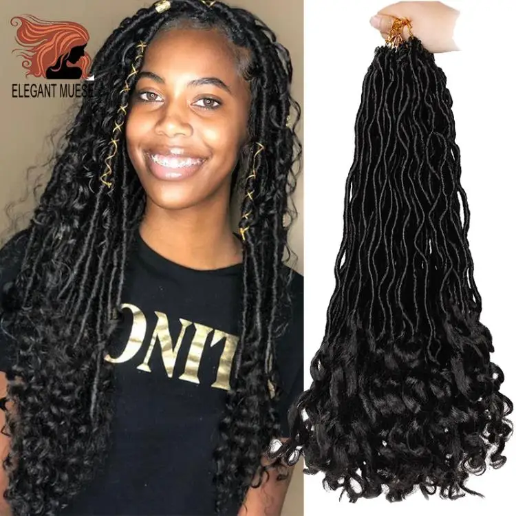 Элегантные Музы богемные вязанные косички Faux locs Curly вязанные волосы 18 дюймов 24 пряди Омбре косички для наращивания синтетические волосы