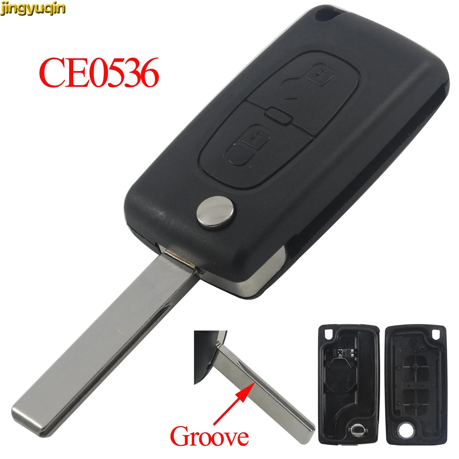 

Jingyuqin 2 Button Flip Remote Car Key Shell Case CE536 for Peugeot 107 207 307 307S 308 407 607 Citroen C2 C3 C4 C5 C6 C8 Xsara