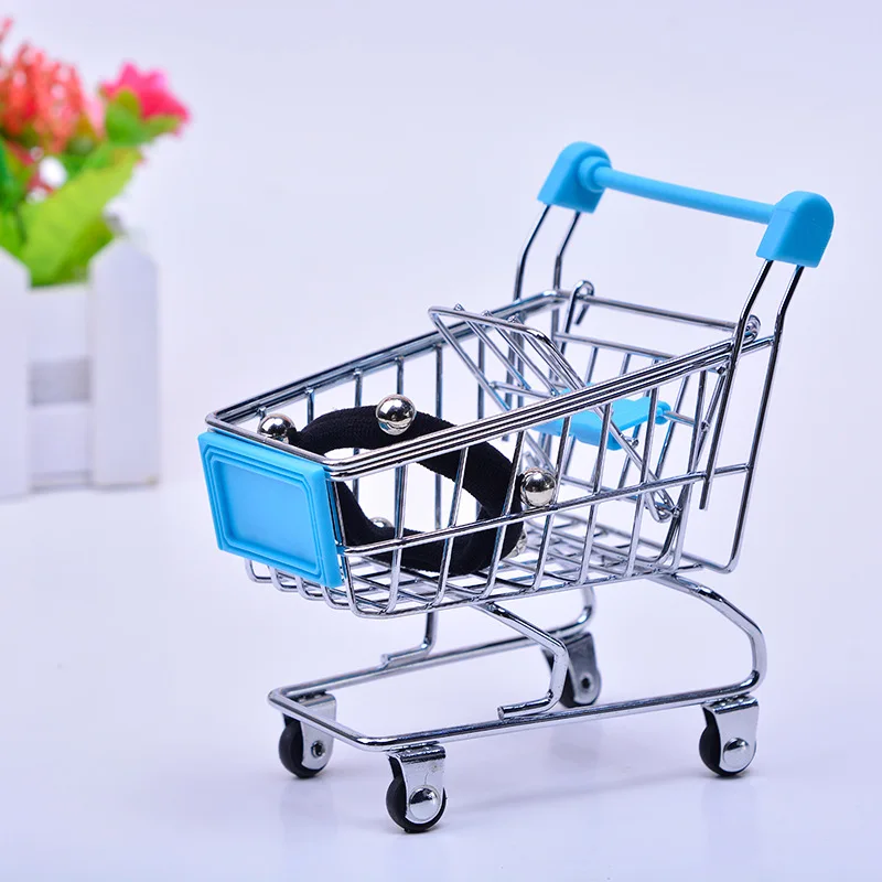baby pretend toy Supermarket Hand Trolley Mini Shopping Cart Desktop Decoration Storage Toy Gift Dollhouse Furniture Accessories | Дом и сад