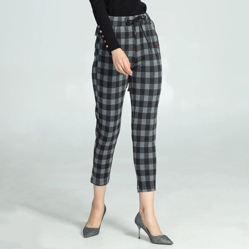 Брюки Marwin женские зимние в клетку утепленные повседневные штаны полоску с
