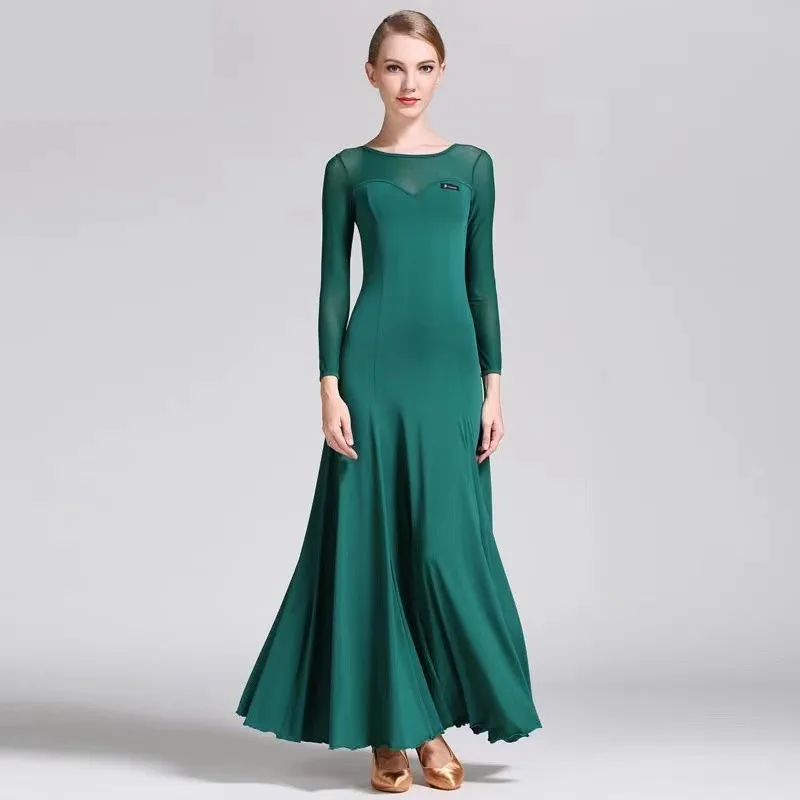 Новое поступление женское элегантное бальное платье для танцев длинные рукава