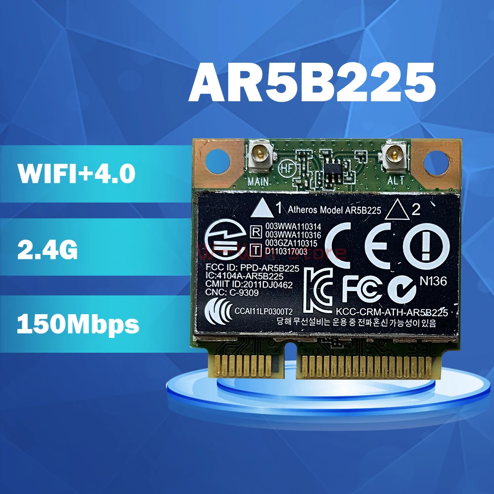 Atheros AR9485 AR5B225 Half Mini PCIe беспроводная карта 300M + BT4.0 654825-001 655795-001 для HP CQ43 CQ58 DV4 DV6 DV7 G4 G6 G7