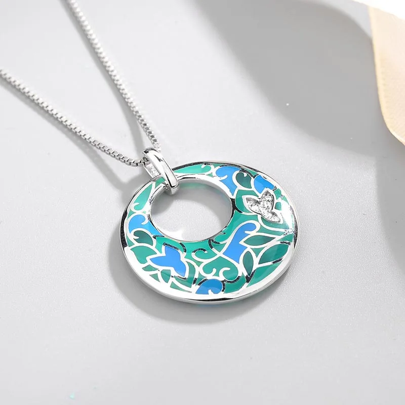 Модная круглая эмалированная Подвеска из серебра 2018 пробы в виде морских