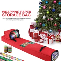 christmas storage bag wrapping paper storage bag rolls and ribbon holder heavy duty tear proof organizer with red green pocket