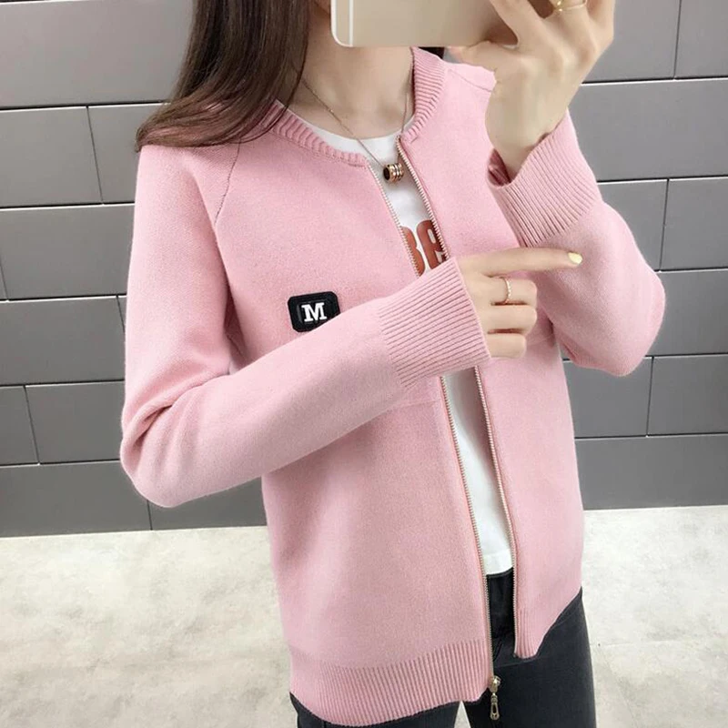 Women Cardigan Fashion Autumn Casual Long Sleeve zipper Short Knitted Sweater Coat For LADY knit Jacket Tops |