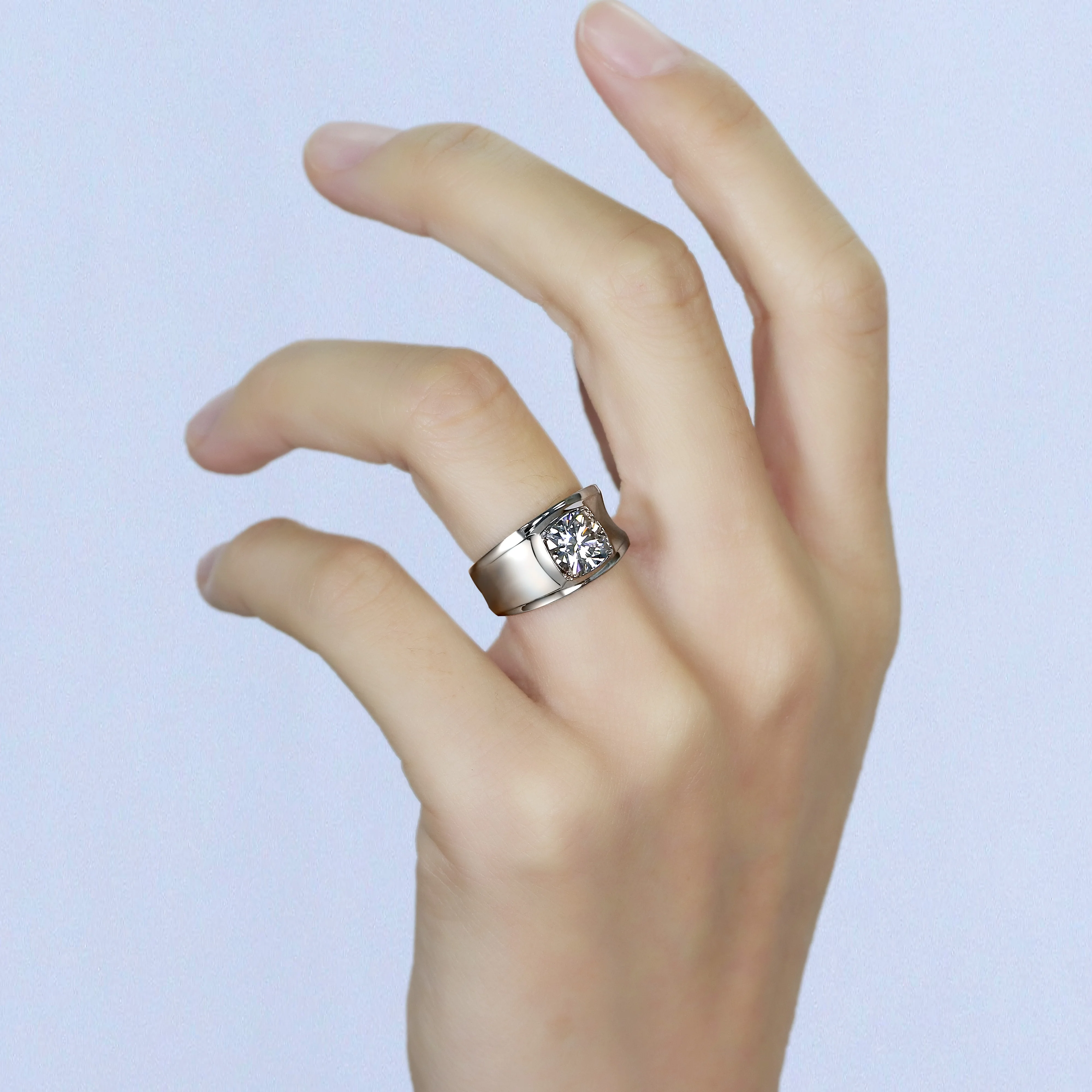 Серебряное мужское и женское кольцо с муассанитом 2 карата 7 5 мм | Украшения