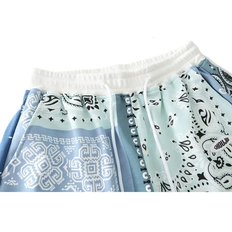 

IEFB 2021 Summer Men's Cashew Print Casual Shorts Loose Wide Leg Drawstring Elastic Waist Sweapants Trend Shorts 9Y7387