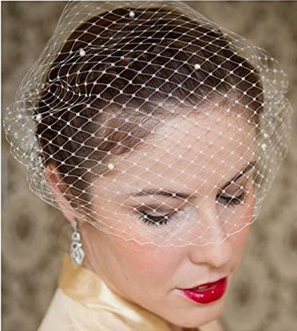 

graceNew White Ivory Bridal Net Birdcage Veils Charming Wedding Veil Hats Fascinator Face Veils with Comb UK