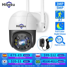 Hiseeu – caméra de Surveillance dôme extérieure PTZ IP WIFI hd 2MP/3MP/5MP, dispositif de sécurité sans fil, avec Zoom numérique x5 et Audio