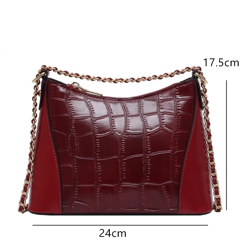 High Quality PU Leather Hobos Chain Shoulder Bags Women Crossbody Fashion Handbags Ladies Messenger Bag Female Purses 2020 | Багаж и сумки