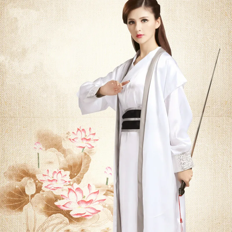 Белый женский и мужской традиционный костюм ханфу китайская одежда старинный