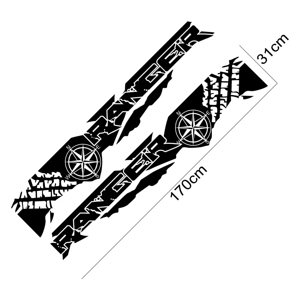 2PCS Off Road Auto Tail Vinyl Graphics Decal For Ford Ranger Raptor ...