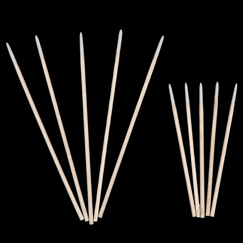 

100Pcs 7.5/10cm Wood Handle Small Head Cotton Swab Eyebrow Tattoo Beauty Makeup Color Nail Seam Dedicated Dirty Picking