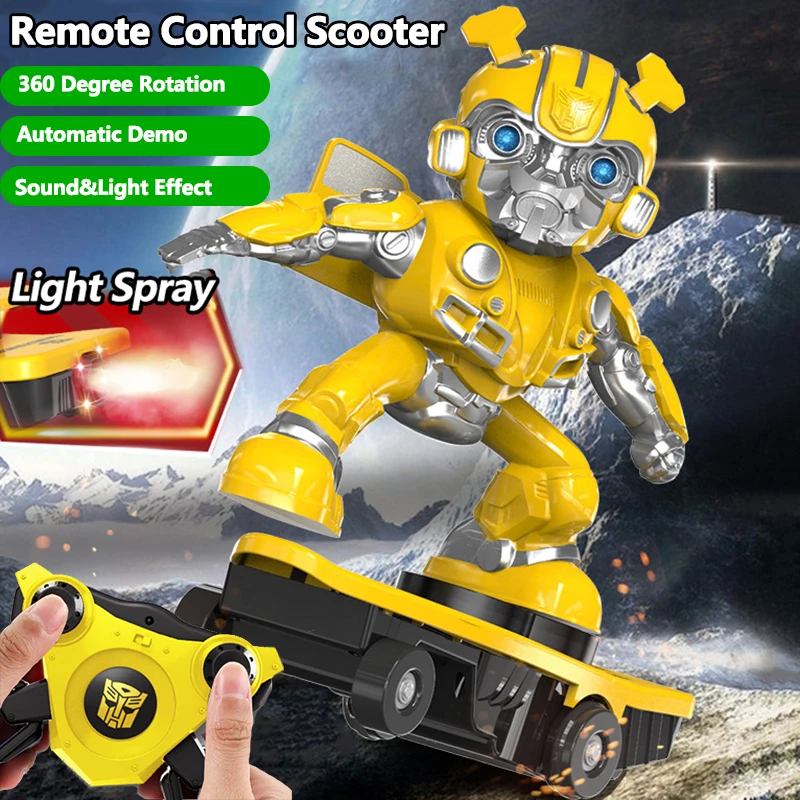 Stunt Rotation Remote Control Scooter Sliding Rolling Anti-fall Cool Light Spray Anime Sound Effect Electric Toys For Children