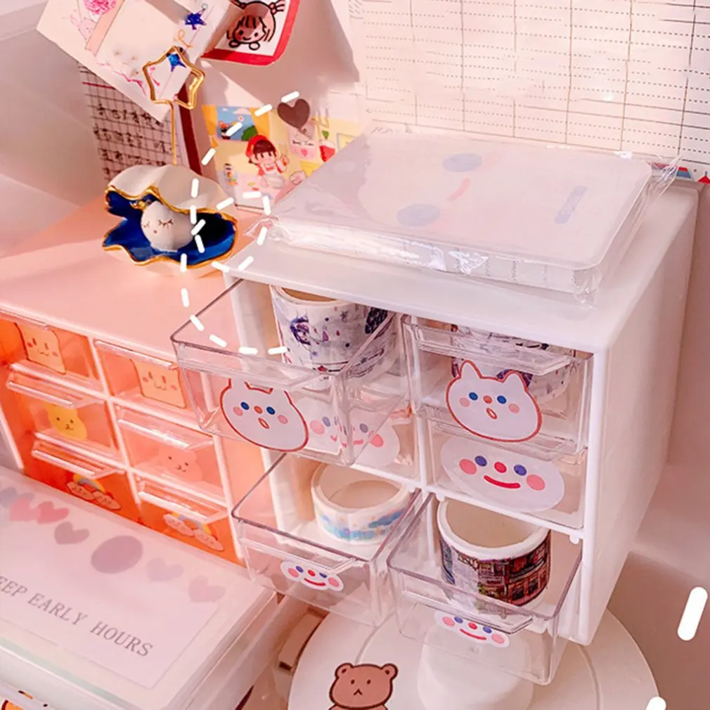 

Six Grids Dustproof Drawer Storage Box Desktop Stationery Jewelry Hand Account Cosmetics Plastic Storage Box