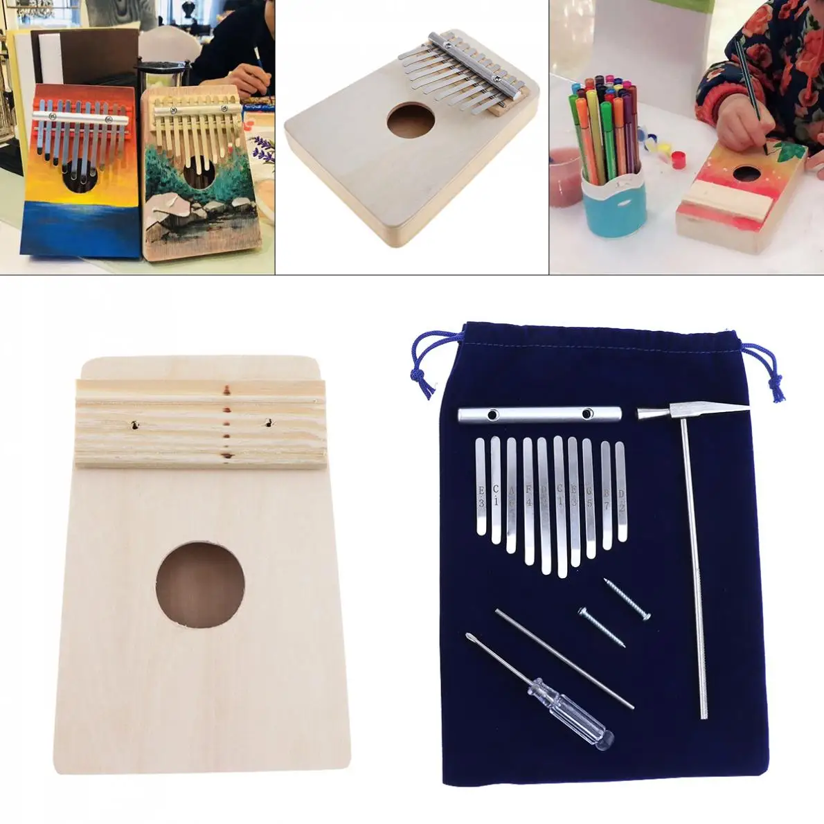 Kalimba набор с 10 клавишами DIY из бука пианино мбира мини музыкальный инструмент