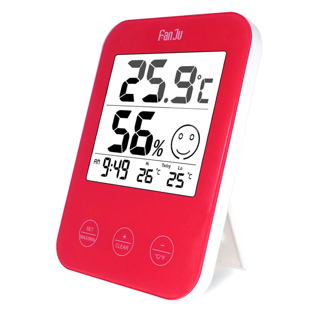 

FanJu Digital Wall Table Desk Clock LCD Temperature Humidity Meter Thermometer Hygrometer Comfort Display FJ718