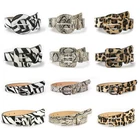 Ремень женский со змеиным принтом, кожаный пояс с леопардовым принтом, с пряжкой с язычком, для джинсов