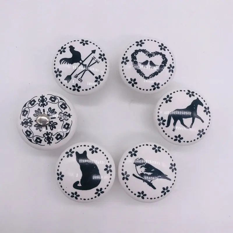 1x креативная фарфоровая круглая ручка для кухонной мебели белая керамика и