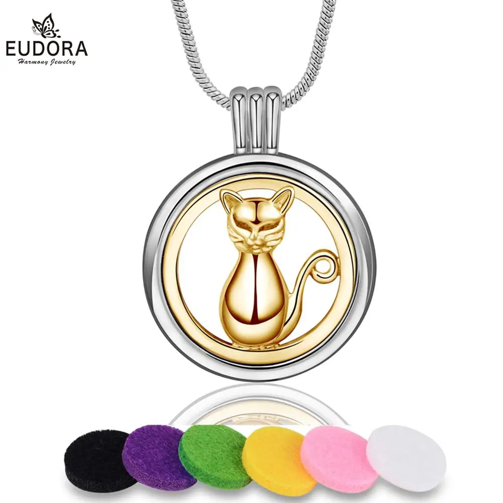EUDORA кошка коробка Арома диффузор ожерелье медный сплав ароматерапия эфирное