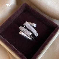 exaggerated design metal zircon cross silvery open rings for woman korean fashion jewelry gothic party girls unusual ring set
