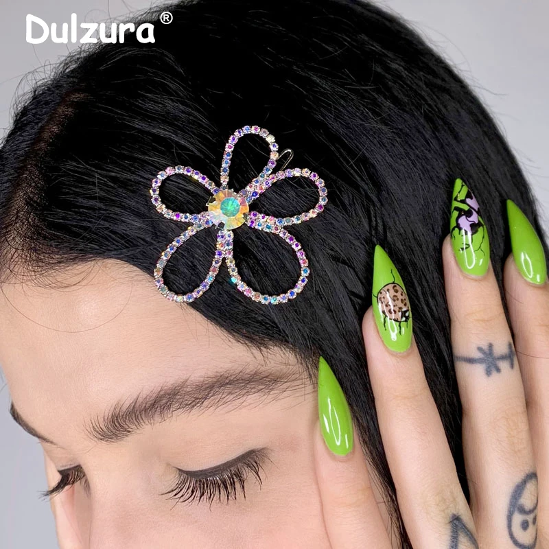 Женские блестящие заколки для волос в форме цветка с кристаллами| |