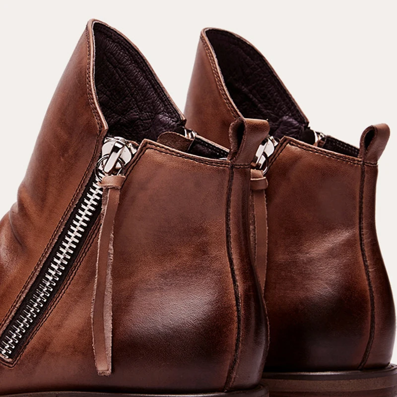 

Men Basic Boots PU Leather Vintage Fashion Mens Shoes Zip Winter Autumn Ankle Boots Military Motocycle Big Size Boots For Men