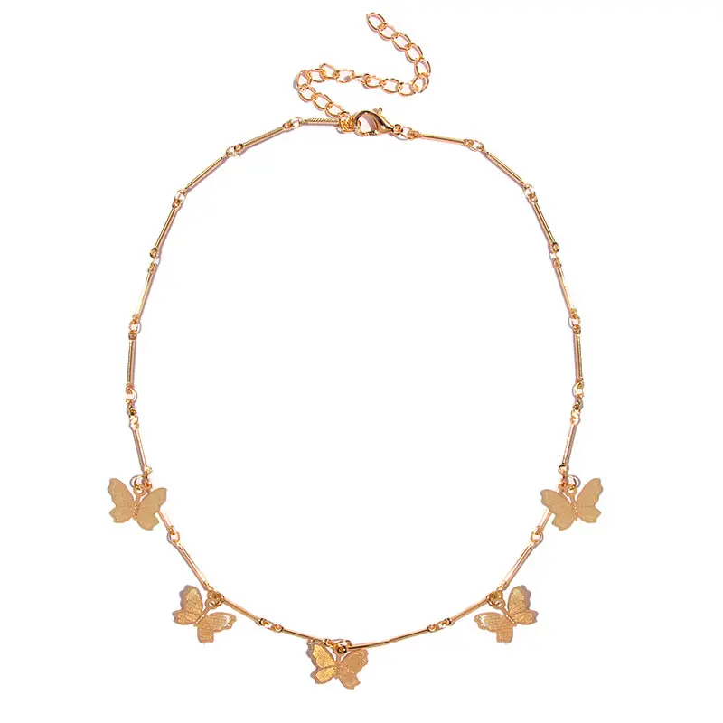 

Flatfoosie Boho Cute Butterfly Choker Necklace For Women Gold Clavicle Chain Statement Collar Female Chocker Fashion Jewelry