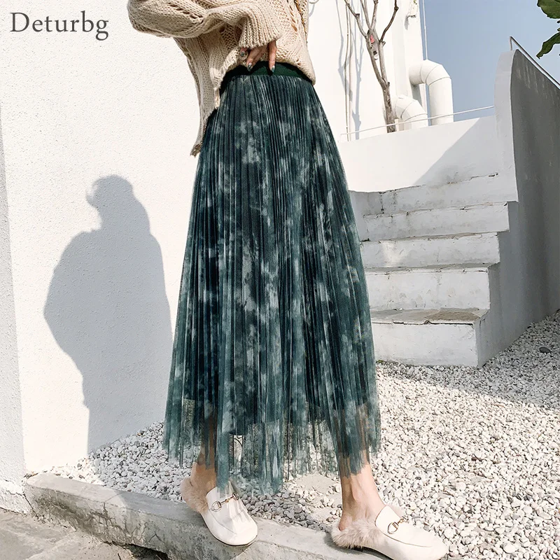 Женская фатиновая юбка с принтом пейсли элегантная повседневная плиссированная