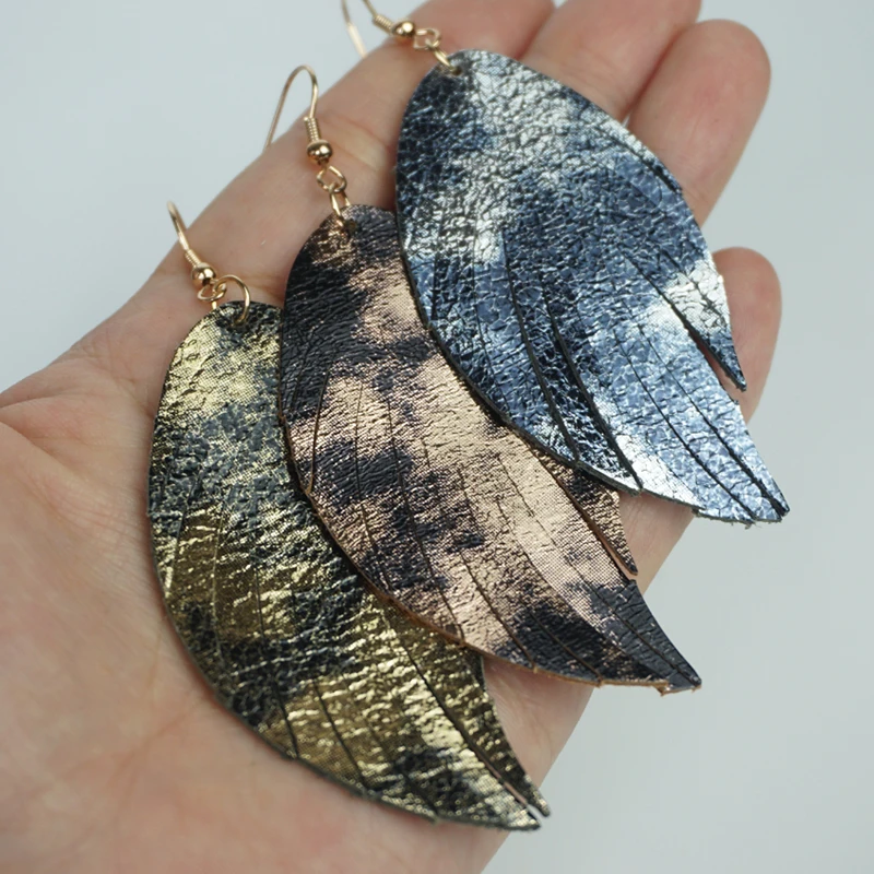 Cpop модные блестящие серьги из натуральной кожи Женская Природа блестящая