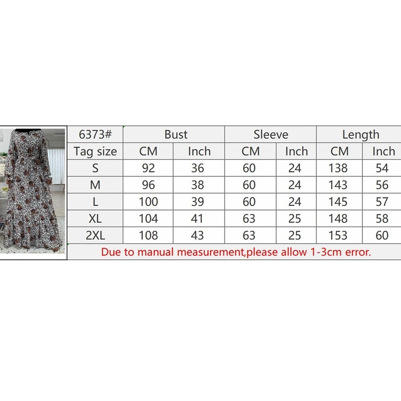 

Lugentolo Muslim Fashion Women Dress Printed Casual Big Swing Lace Up Abaya Turkey Maxi Dress