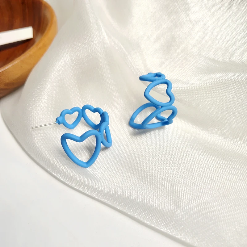 

S925 needle Women Jewelry Heart Earrings Popular Design Blue Coating Hot Selling Blue Drop Earrings For Girl Fine Accessories