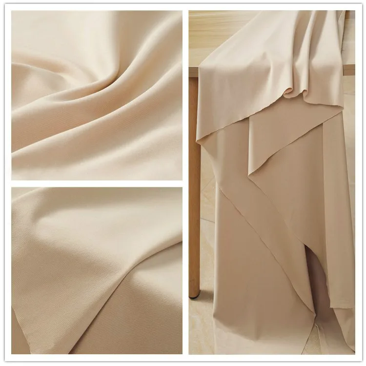 

Soft Beige Nude 4-Way-Stretch Slippery Fabric Spandex Knit Fabric for Dress Pants,Blue,black,white,pink,red,green,by the Meter