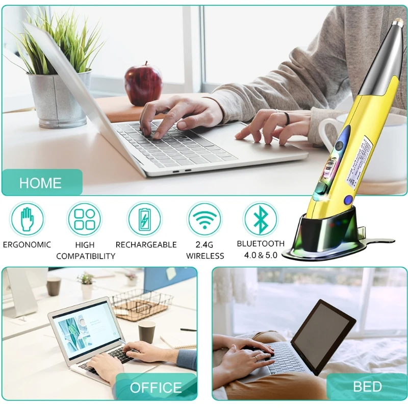 Перезаряжаемая мышь для правой и левой руки 1600 DPI USB 2 4G + Bluetooth Двухрежимная