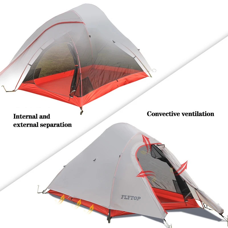 Preise Im Freien Wasserdichte 2 Person Doppel-Schicht Camping Zelt Leichte Aluminium Pole Wandern Zelt Winddicht Reise Rucksack Zelte
